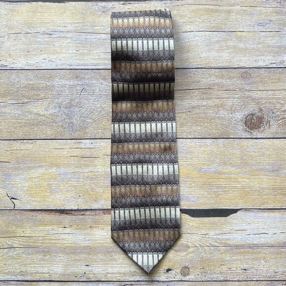 Bergamo New York One Size Mens Tie Gold and Black 58”x 3” - Picture 2 of 11